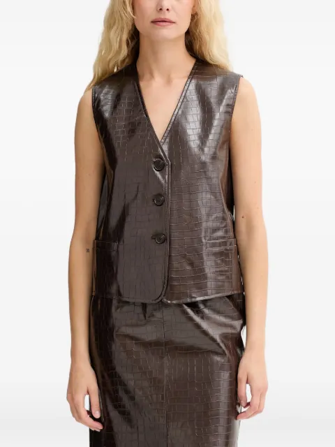 Isabelle Blanche chaleco con efecto de piel de cocodrilo y botones