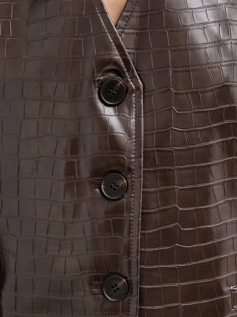 Isabelle Blanche Button-up Crocodile-effect Waistcoat In Brown