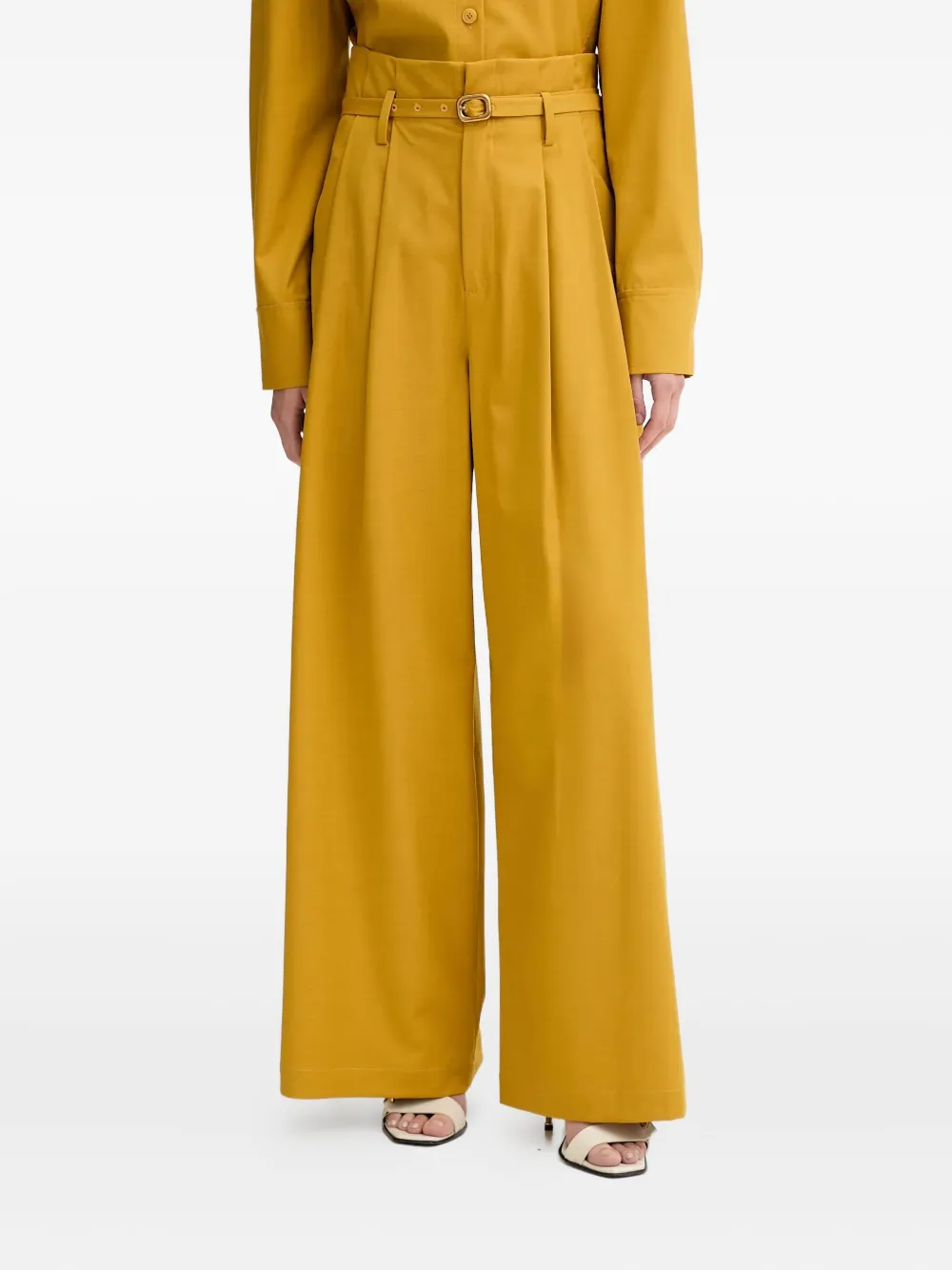 Isabelle Blanche belted pleated palazzo pants | Yellow | Image 1