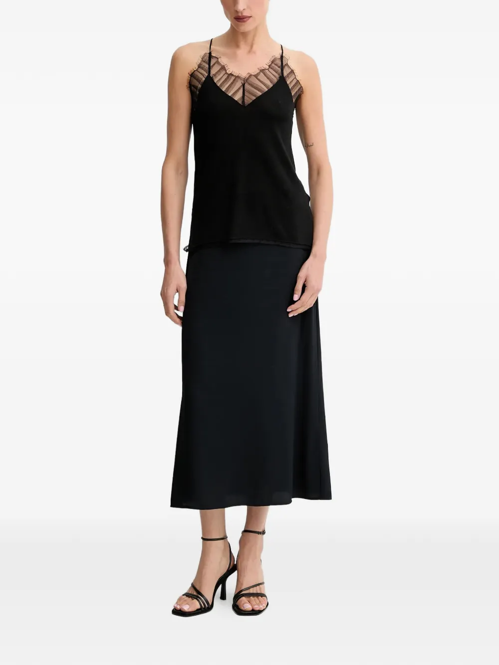 IRO Blouse met V-hals en kant Zwart