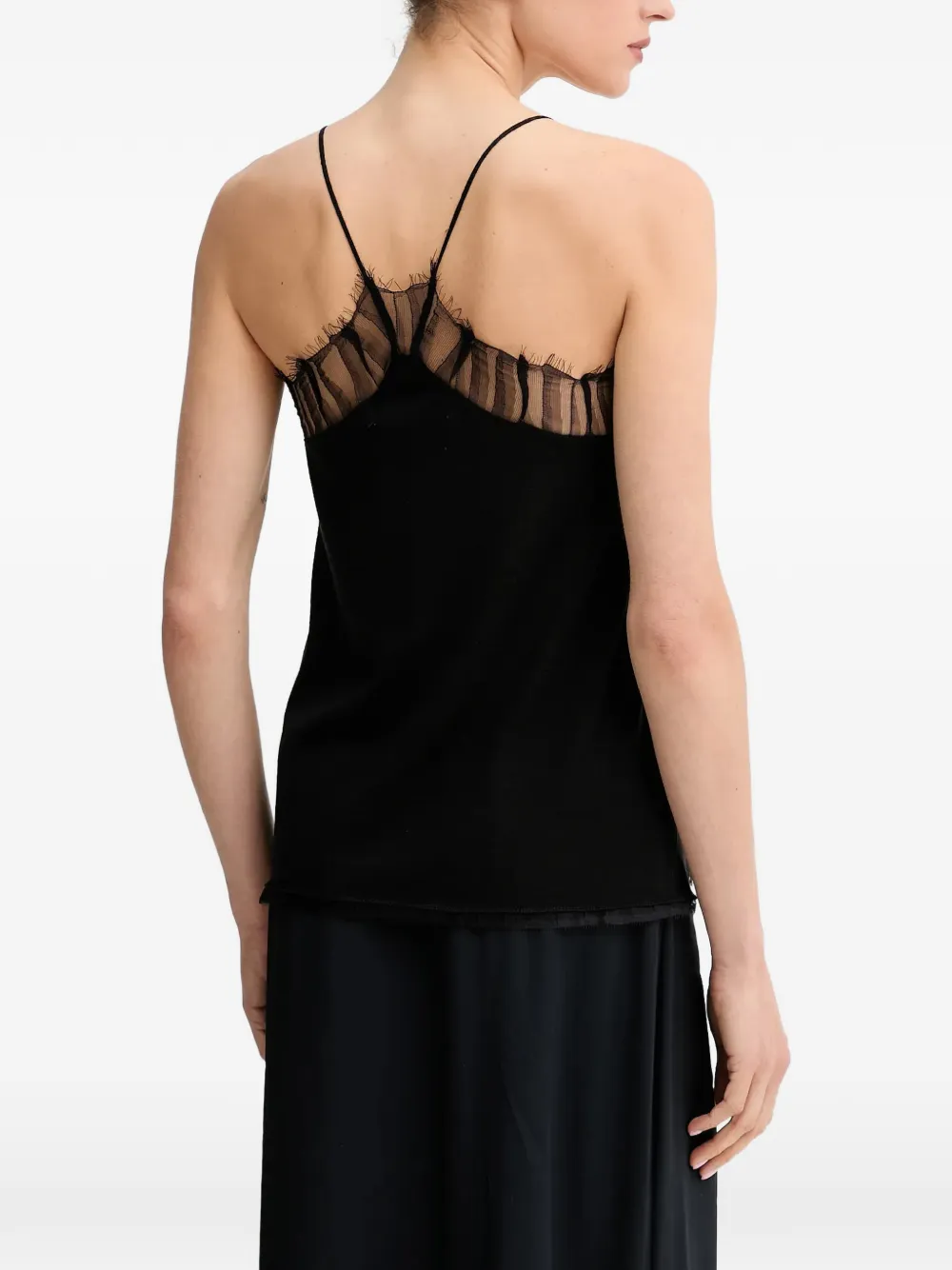 IRO Blouse met V-hals en kant Zwart