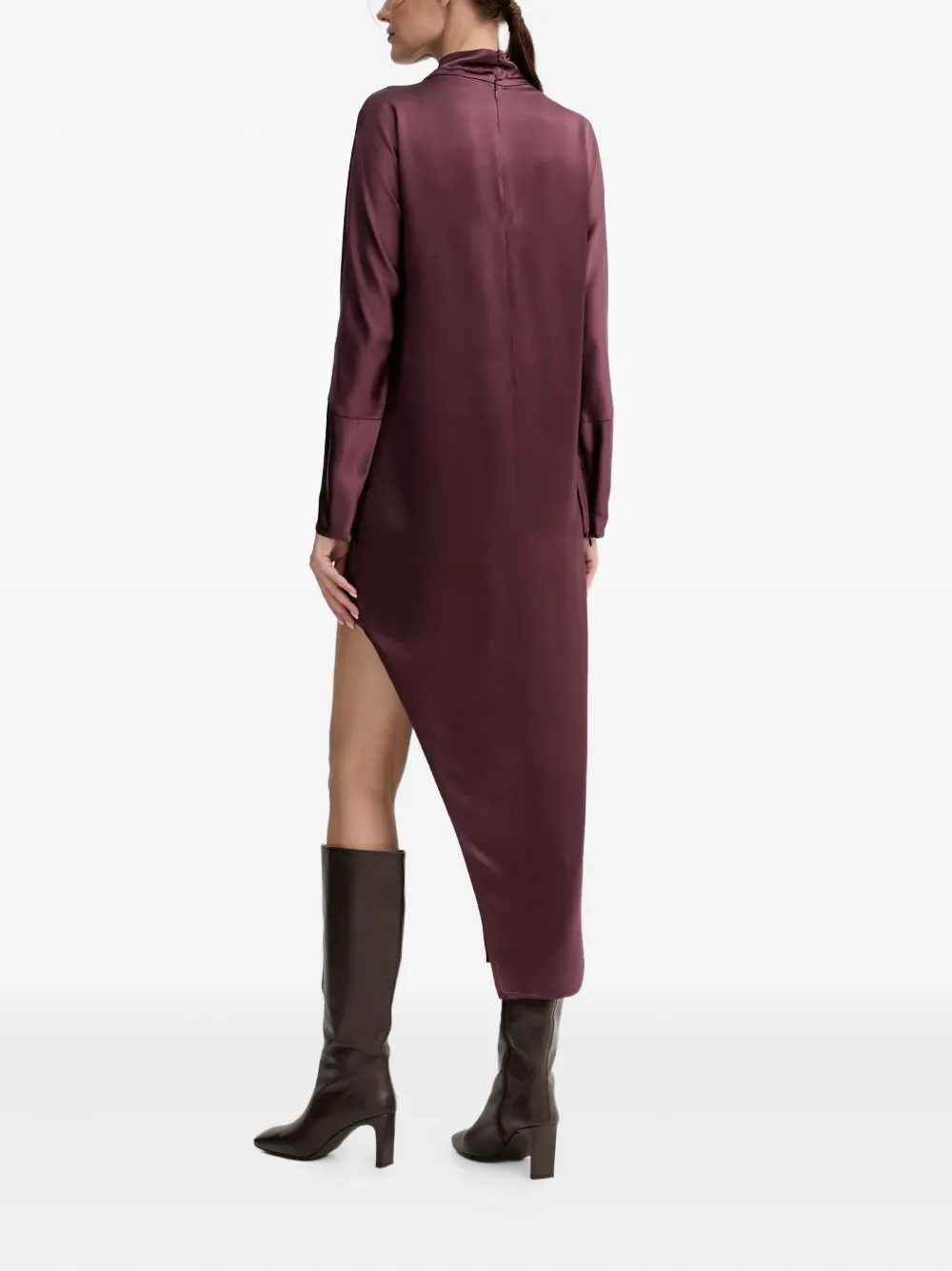  Isabelle Blanche Mock-neck Midi Dress - Purple 