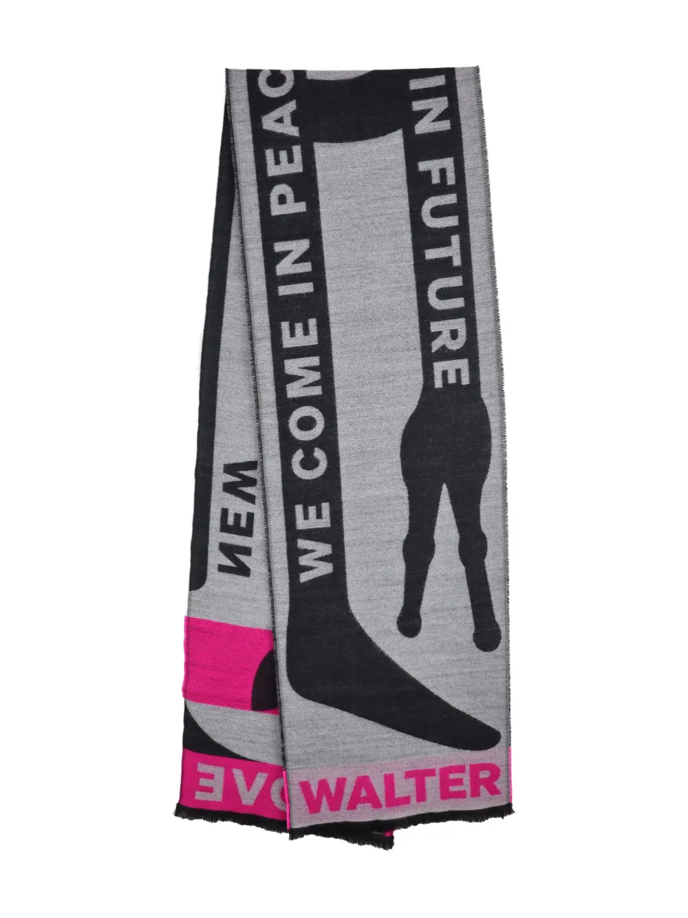Walter Van Beirendonck New Graphic-jacquard Scarf In Gray