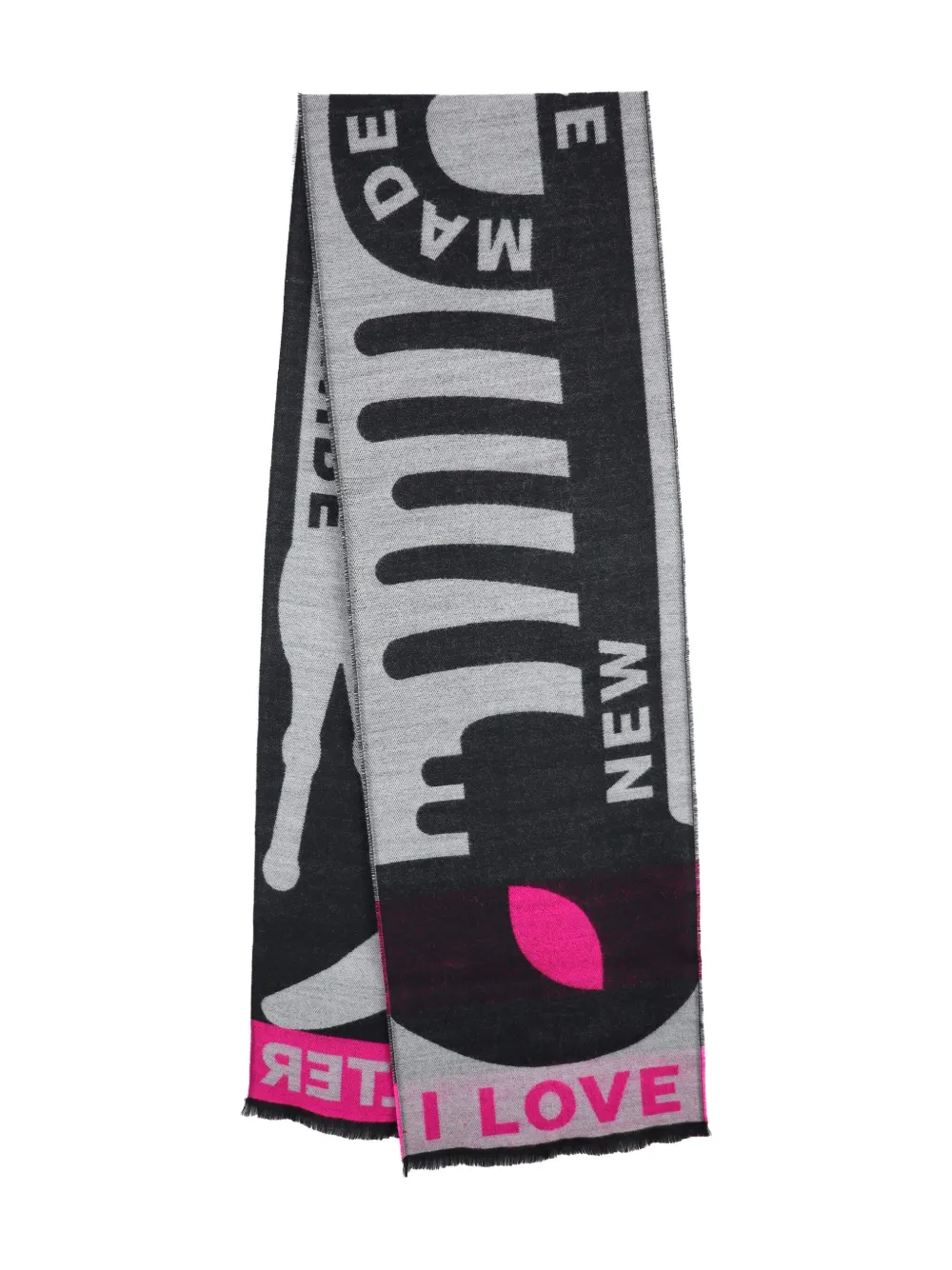 Walter Van Beirendonck New Graphic-jacquard Scarf In Gray