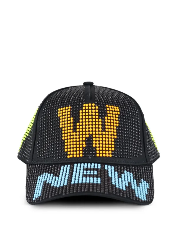 Walter Van Beirendonckハット WALTER VAN BEIRENDONCK White Red Embroidered Cotton Blend Coated