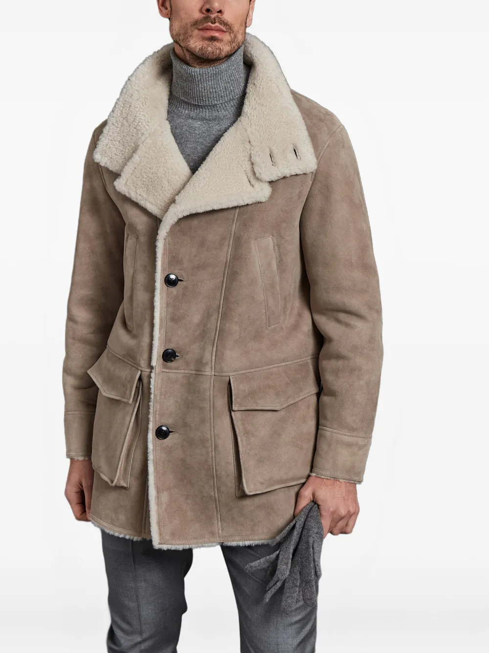 Manzoni 24 Shearling Jacket In Brown