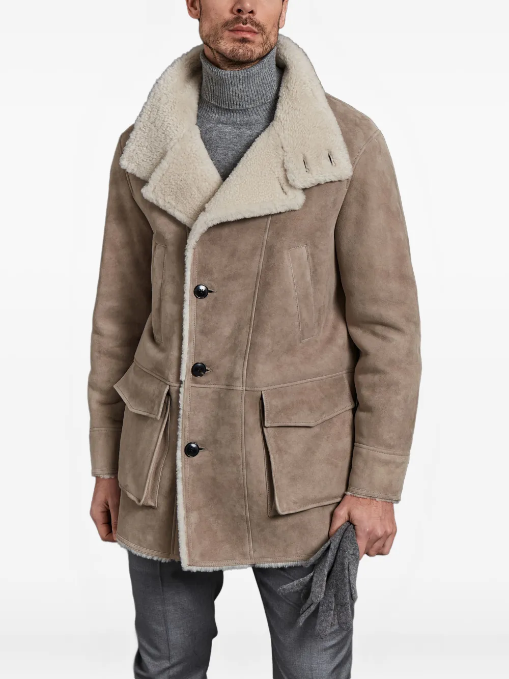 Manzoni 24 Shearling Jacket In Brown