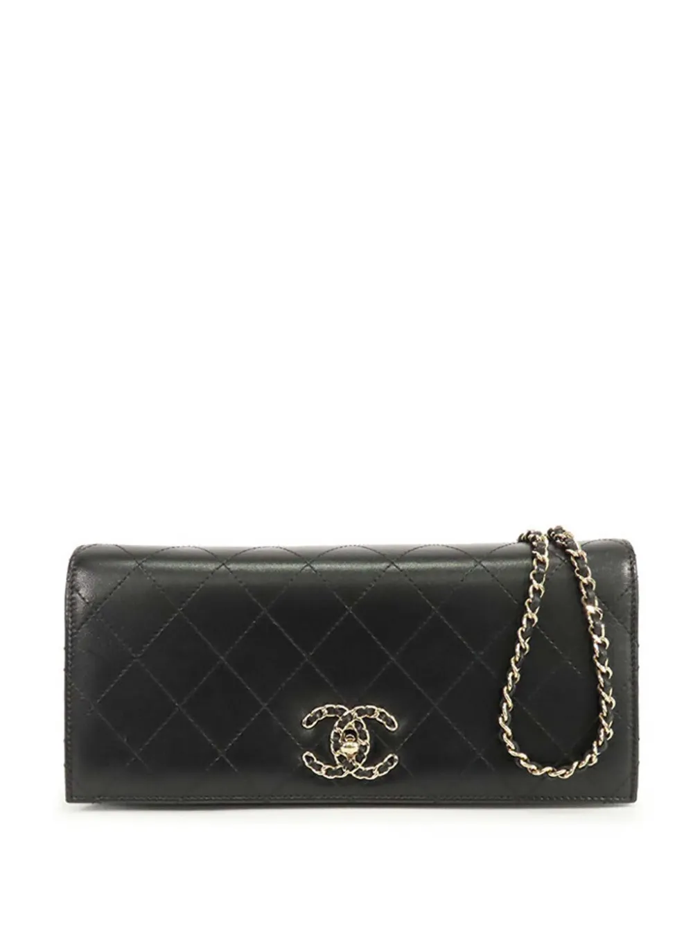 CHANEL Pre-Owned 2018-2019 CC Stitched Lambskin Clutch With Chain CHANEL Pre-Owned 2018-2019 CC Stitched Lambskin Clutch With Chain