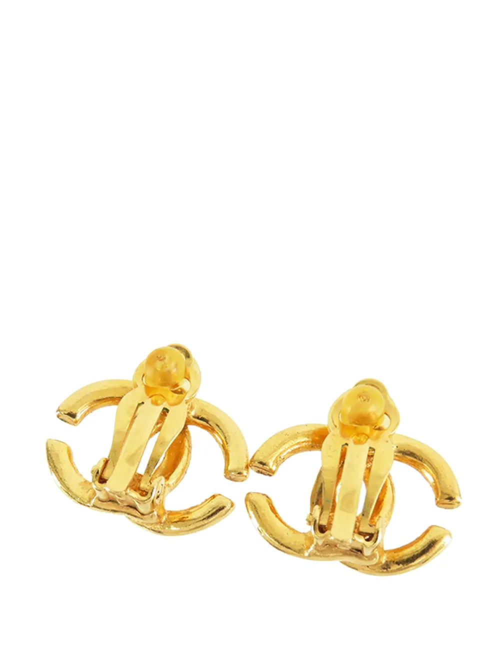 CHANEL Pre-Owned 2001 Gold Plated CC Clip on Earrings costume earrings CHANEL Pre-Owned 2001 Gold Plated CC Clip on Earrings costume earrings