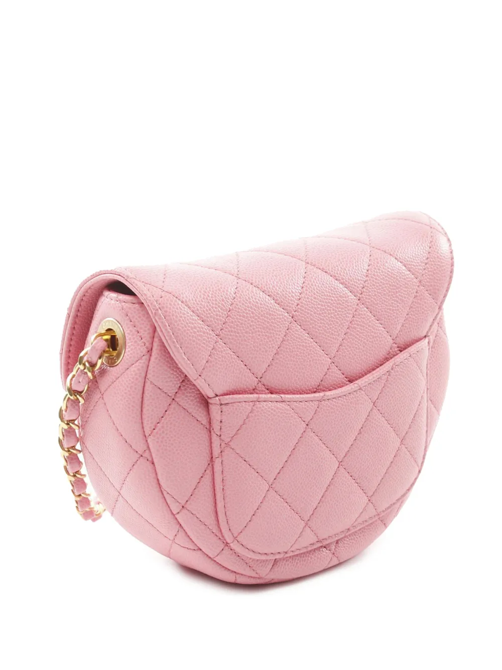 Pre-owned Chanel 2021-2025 Mini Quilted Caviar Cc Messenger Flap Crossbody Bag In Pink