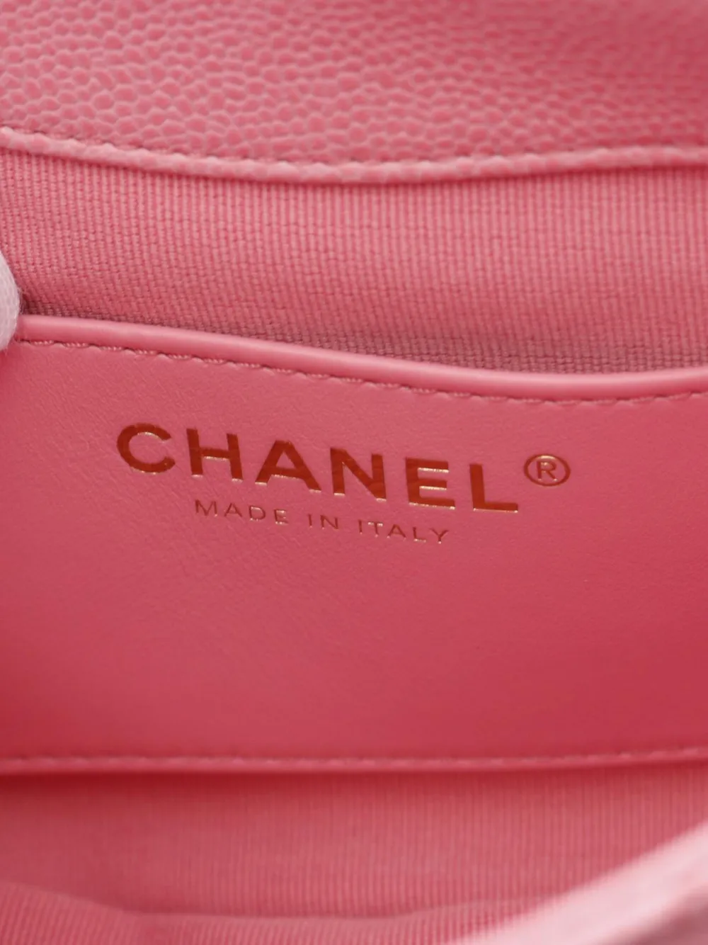 Pre-owned Chanel 2021-2025 Mini Quilted Caviar Cc Messenger Flap Crossbody Bag In Pink