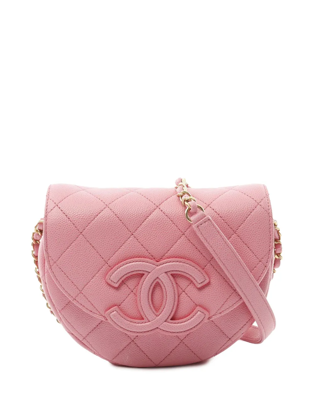 CHANEL Pre-Owned 2021-2025 Mini Quilted Caviar CC Messenger Flap CHANEL Pre-Owned 2021-2025 Mini Quilted Caviar CC Messenger Flap