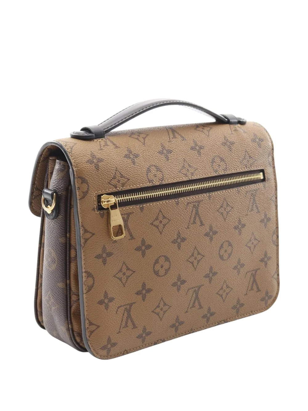 Pre-owned Louis Vuitton 2021 Monogram Reverse Pochette Metis Satchel In Brown