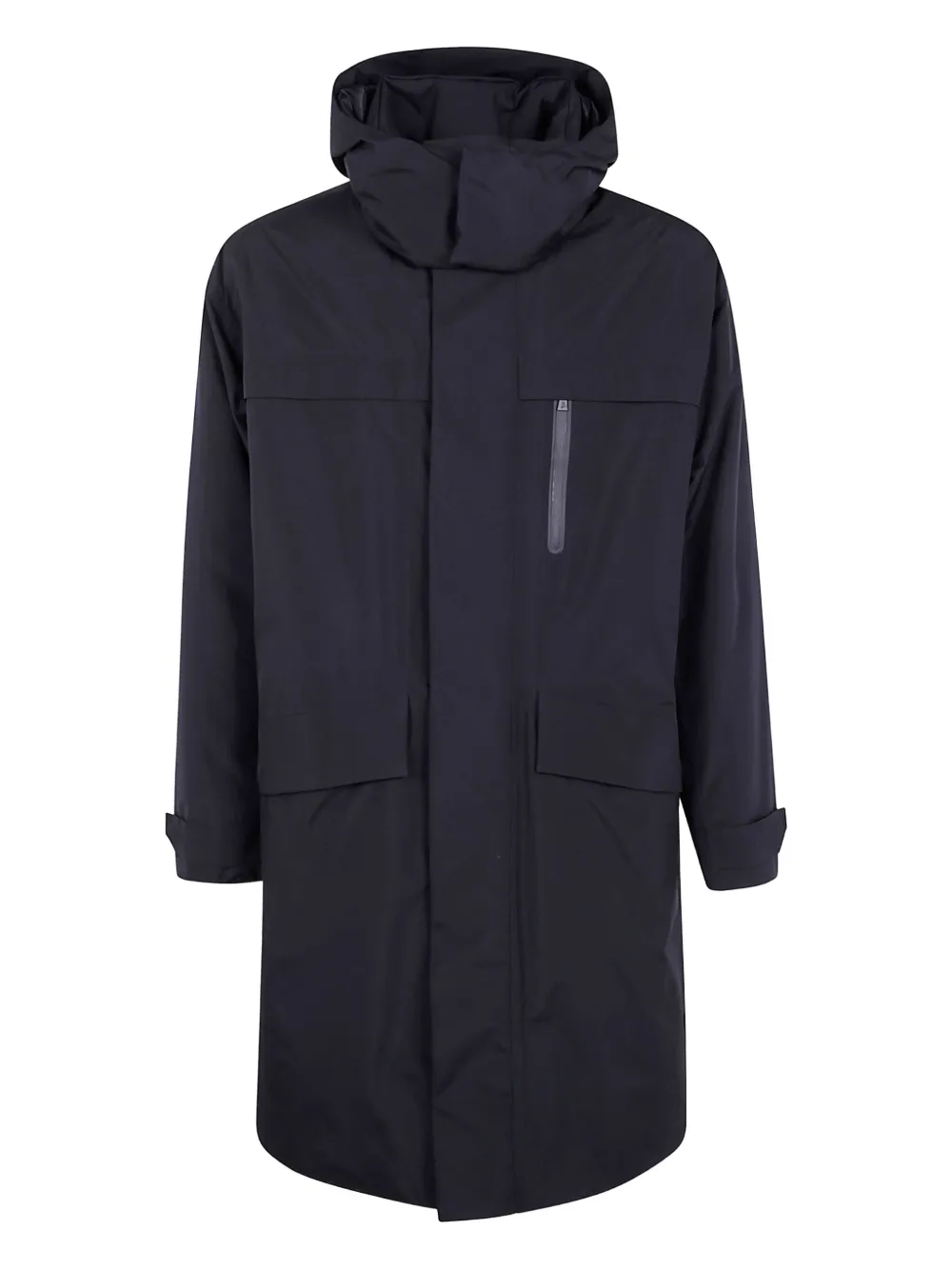 Herno Hooded Zip Coat In Blue