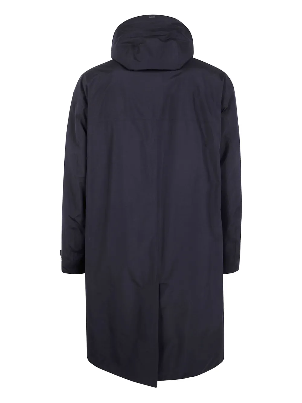 Herno Hooded Zip Coat In Blue