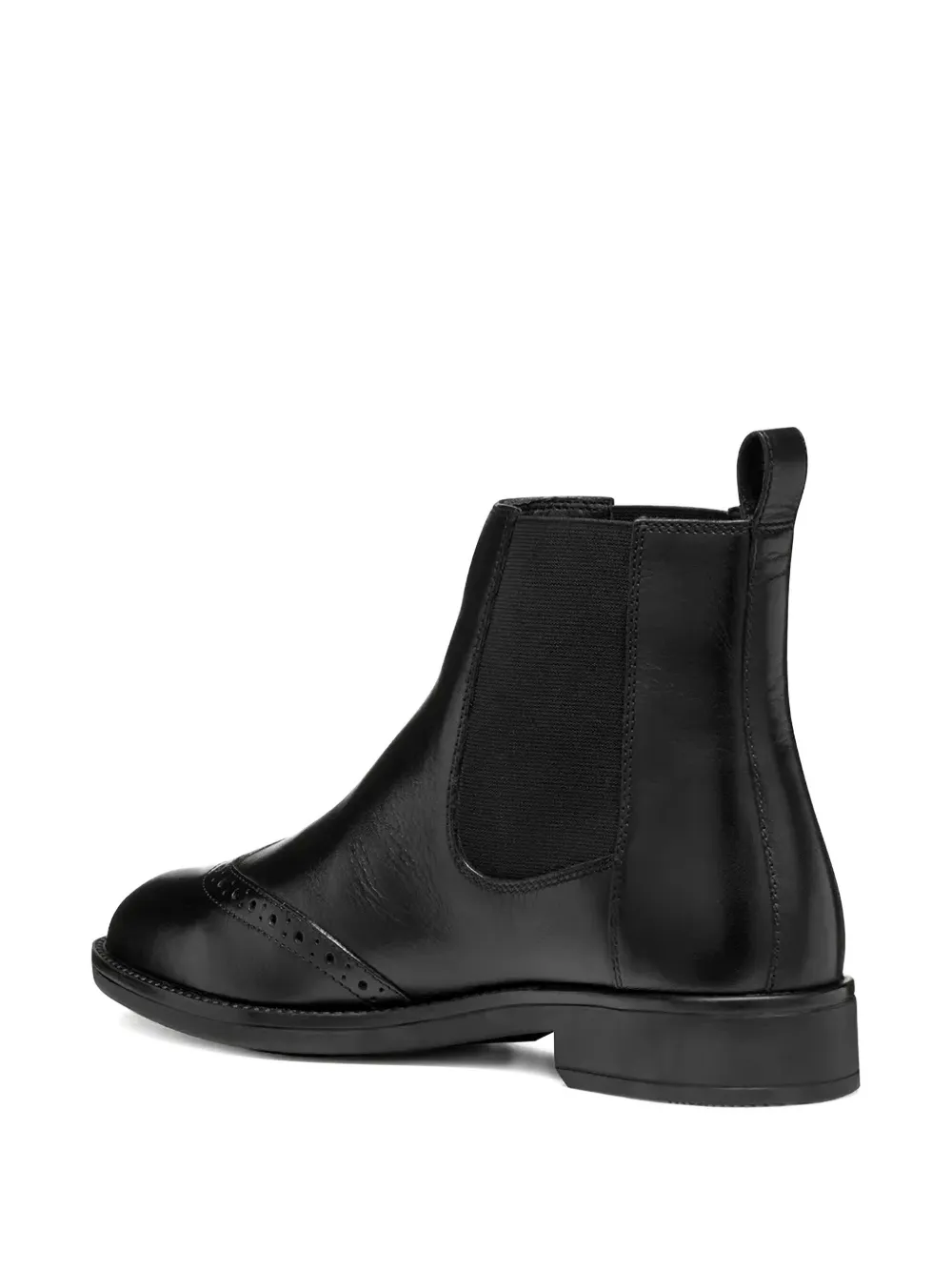 Geox Brogue-detail Leather Boots In Black