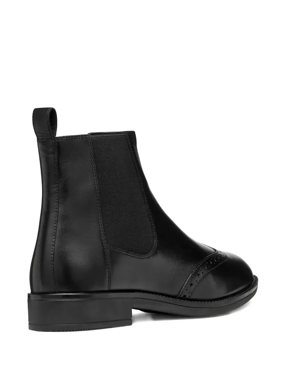 Geox Brogue-detail Leather Boots In Black