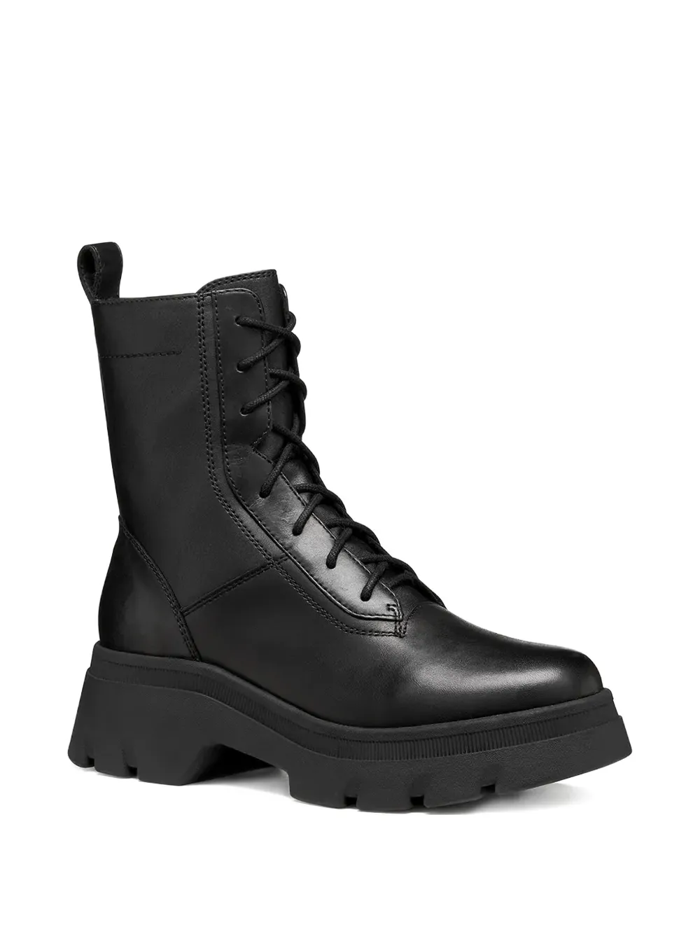 Geox Lace-up Leather Boots In Black