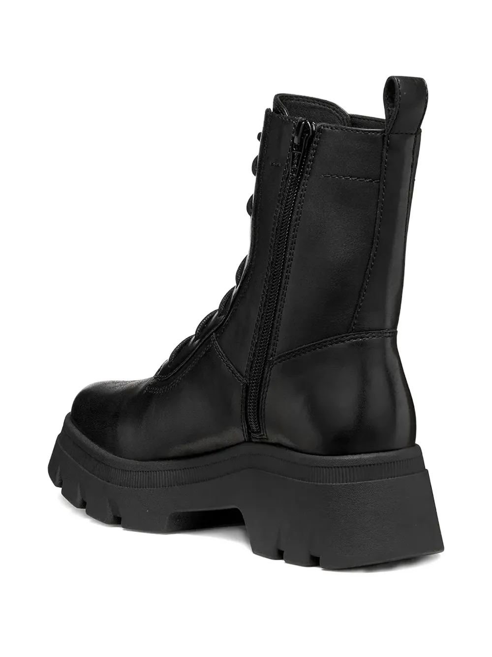 Geox Lace-up Leather Boots In Black