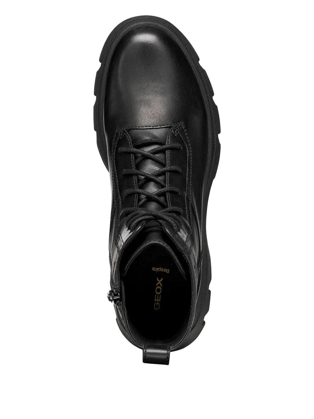 Geox Lace-up Leather Boots In Black