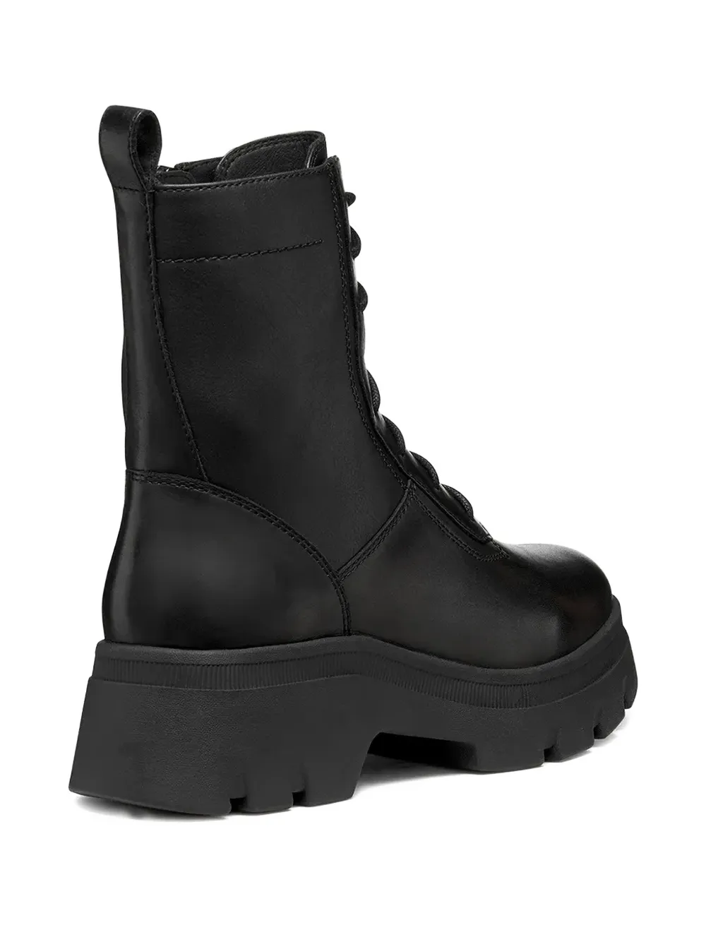 Geox Lace-up Leather Boots In Black