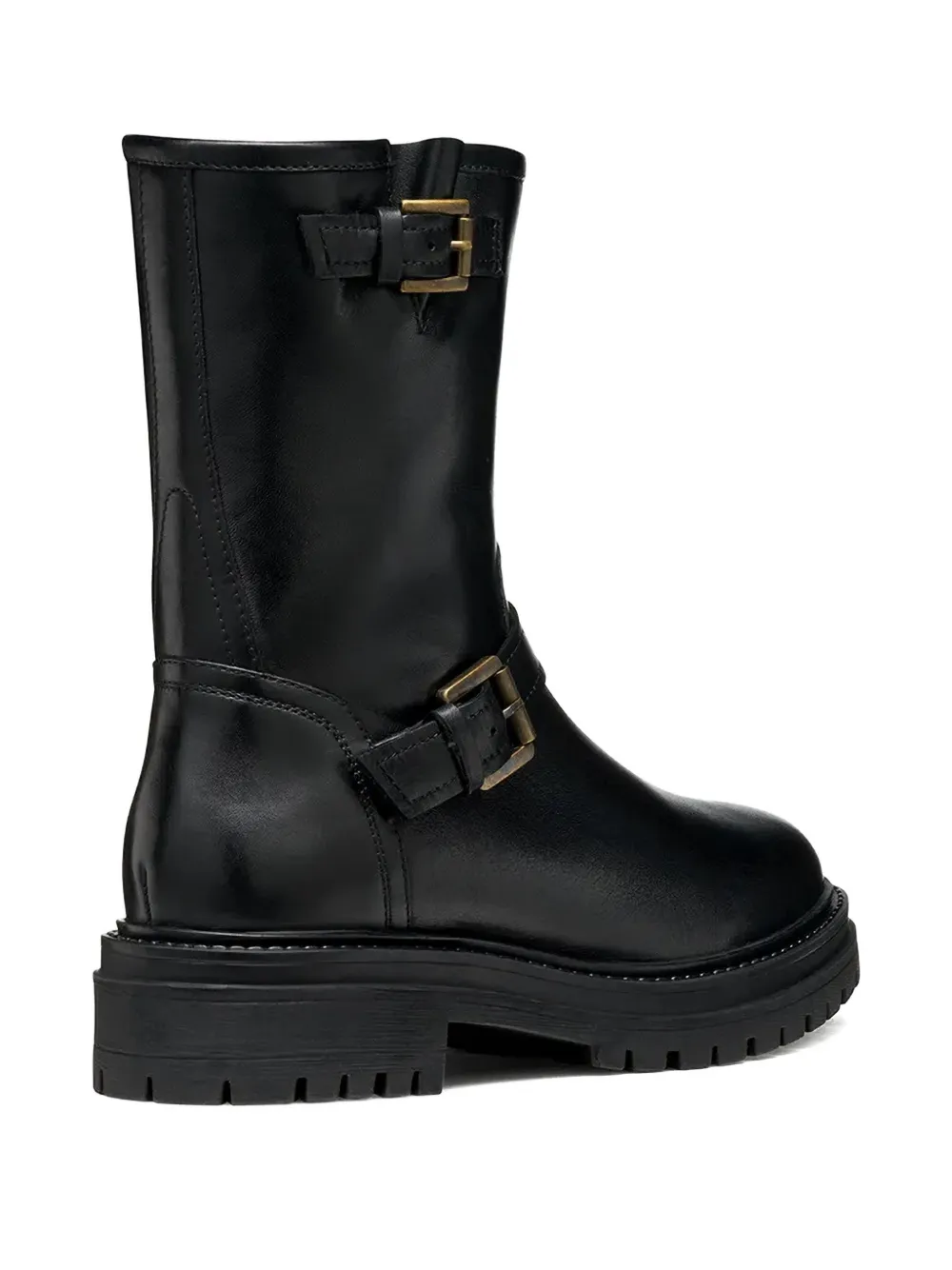 Geox 45mm Iridea buckled biker boots Zwart