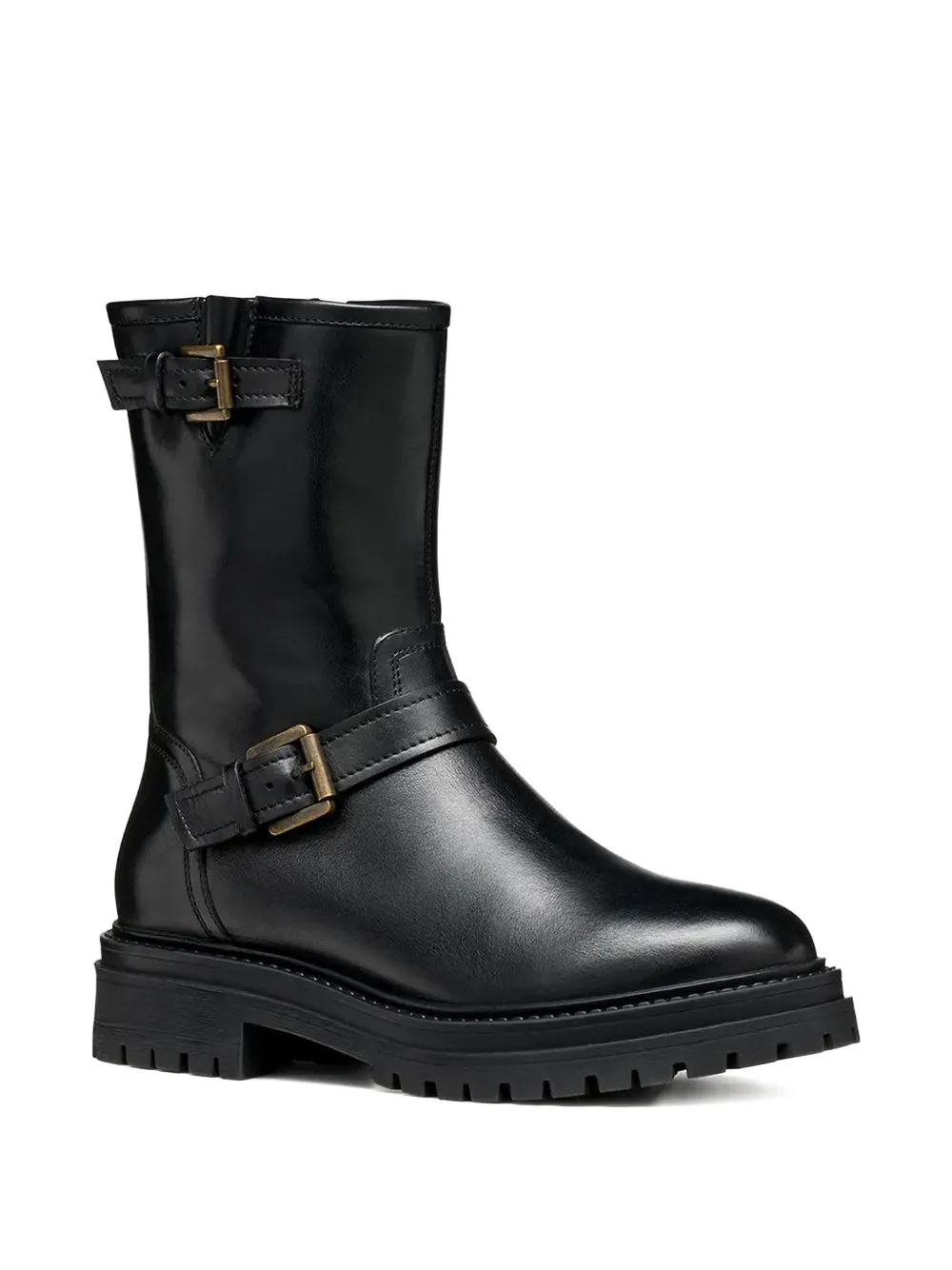 Geox 45mm Iridea buckled biker boots Zwart