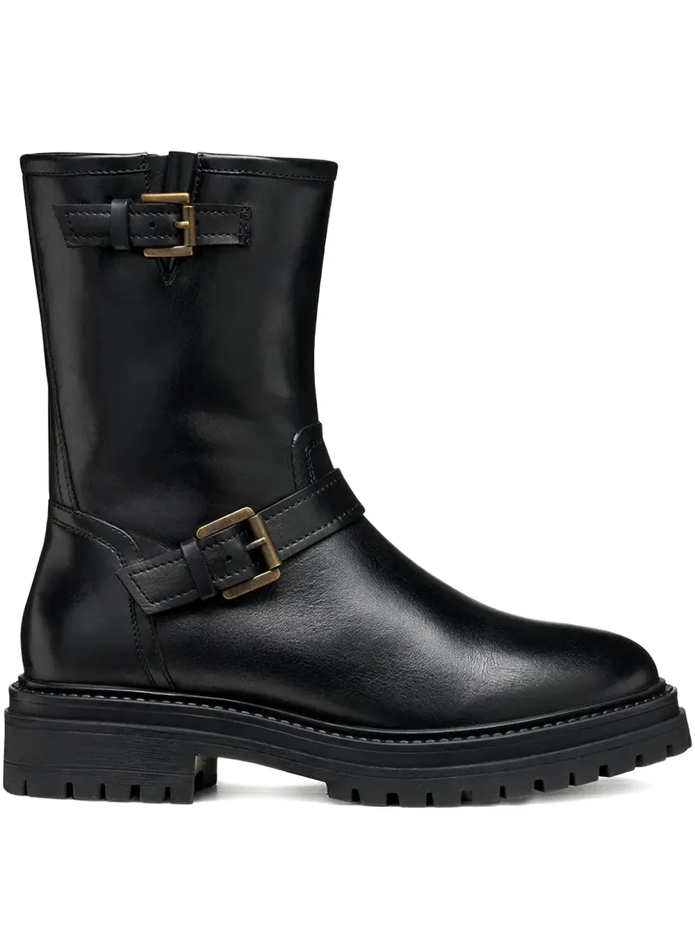 Geox 45mm Iridea buckled biker boots Zwart