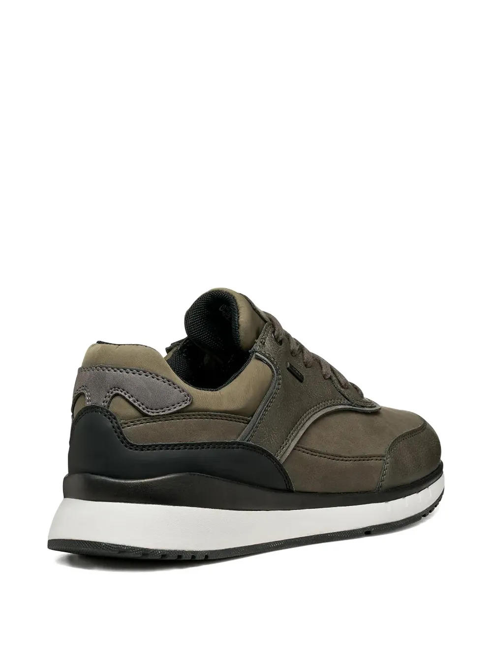 Geox Lace-up Panelled Sneakers In Green