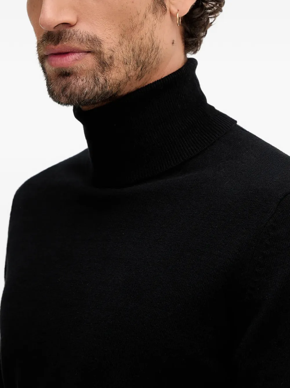 Geox Logo-palque Roll-neck Sweater In Black