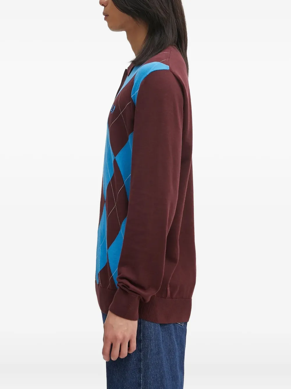 Fred Perry Argyle logo-embroidered polo shirt - Bruin