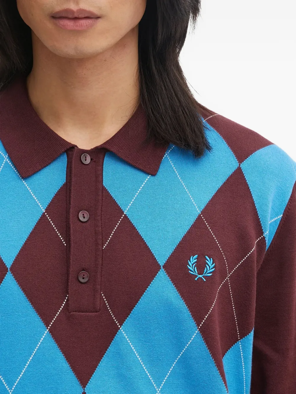Fred Perry Argyle poloshirt met geborduurd logo Bruin
