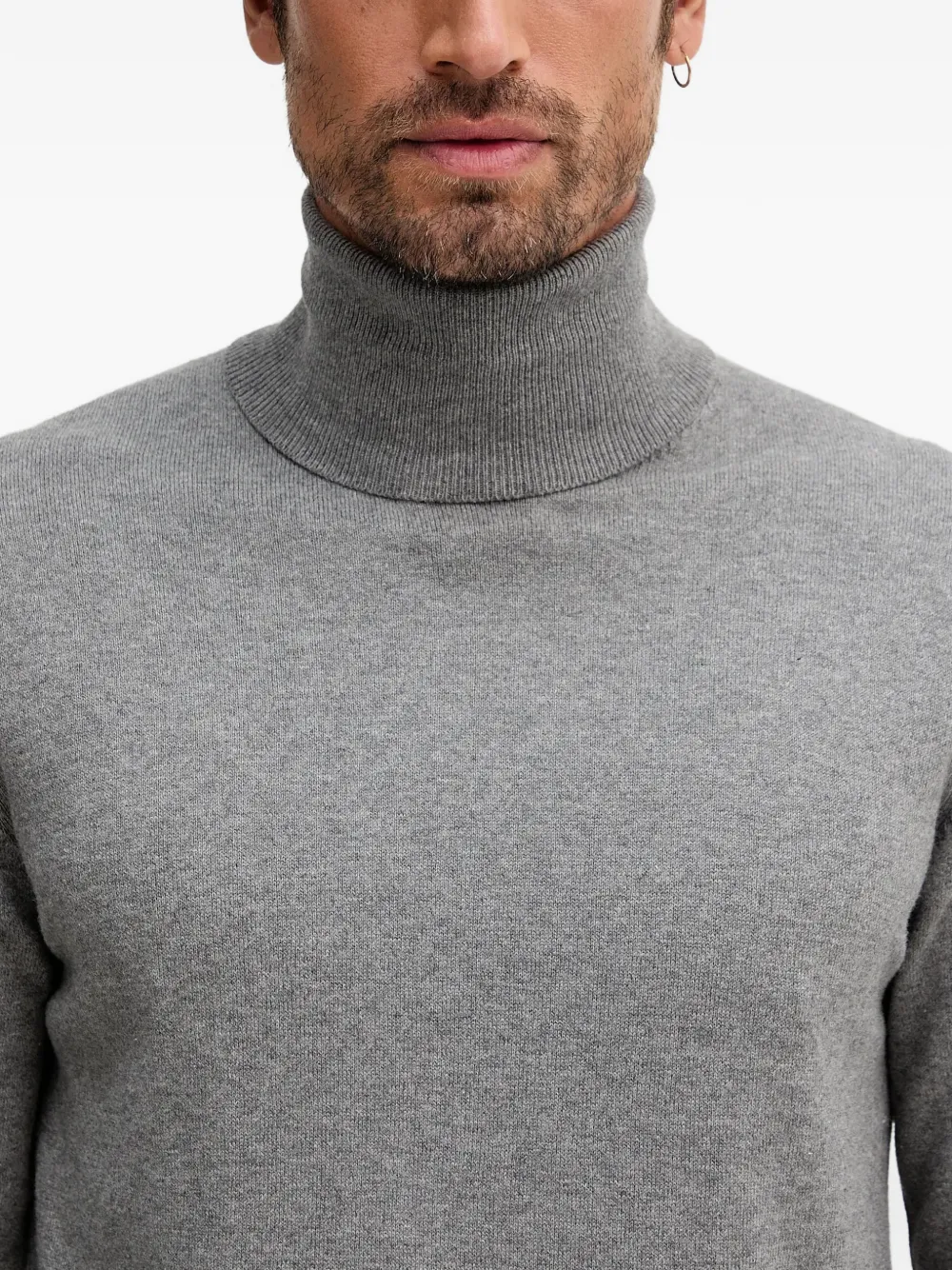 Geox Roll-neck Logo-plaque Sweater In Gray