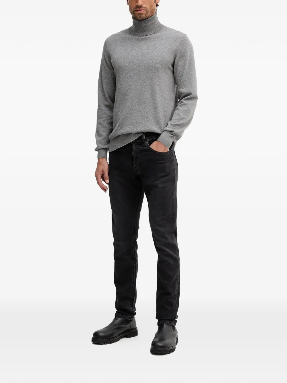 Geox roll-neck logo-plaque sweater - Grijs