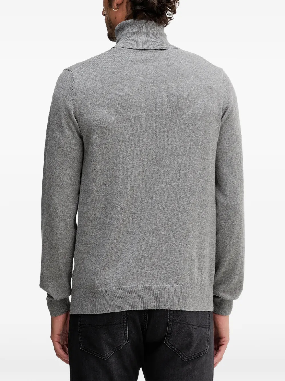 Geox Roll-neck Logo-plaque Sweater In Gray