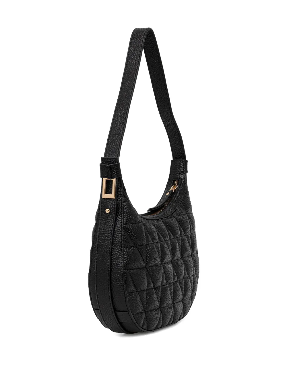 Geox Maryemy Quilted Zip-up Shoulder Bag In Black