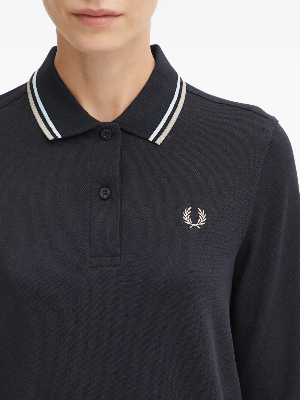 Fred Perry Logo-embroidered Polo Top In Black