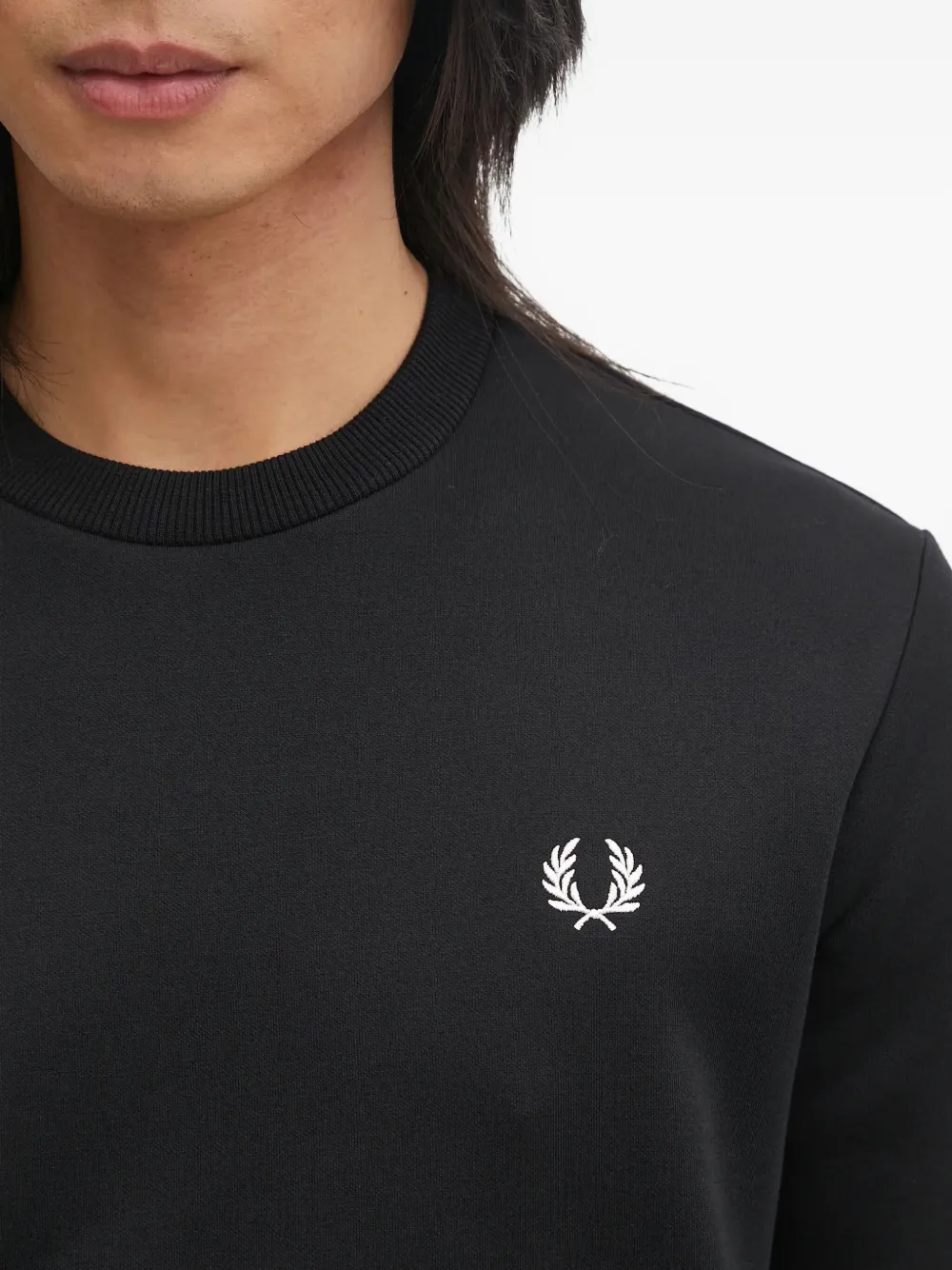 Fred Perry Sweater met geborduurd logo Zwart