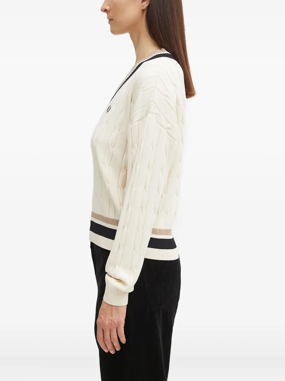 Fred Perry V-neck Sweater In Neutral