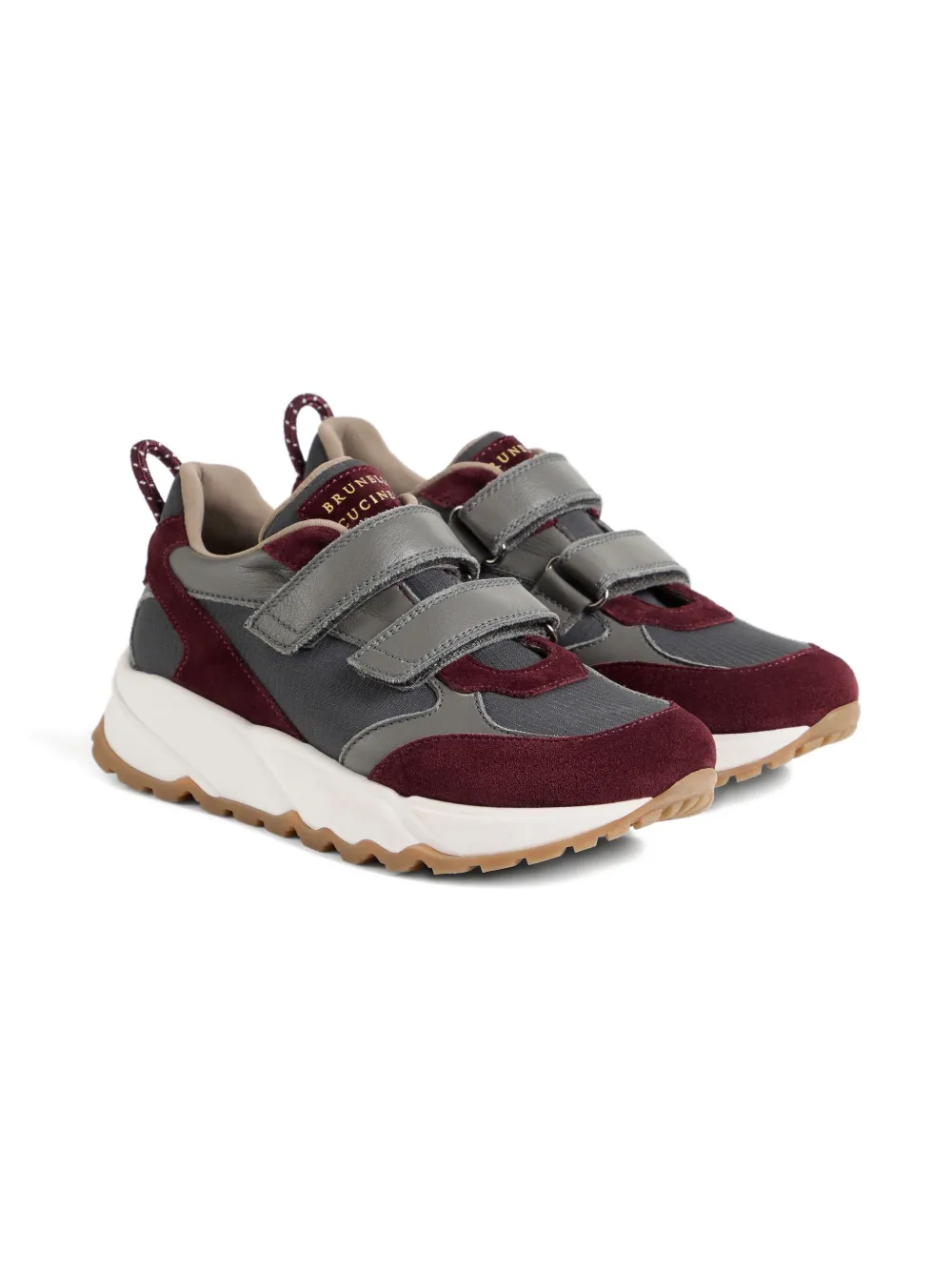 Brunello Cucinelli Kids Sneakers met vlakken en bandjes Grijs