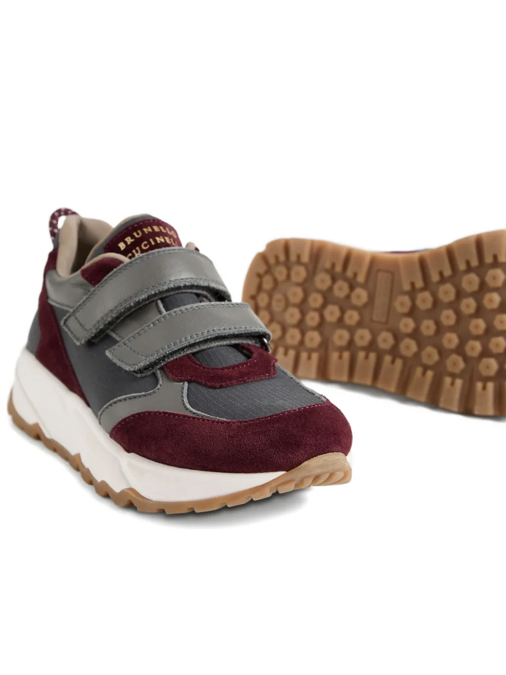 Brunello Cucinelli Kids Sneakers met vlakken en bandjes Grijs