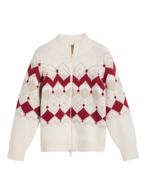 Brunello Cucinelli Kids cárdigan en jaquard con cierre
