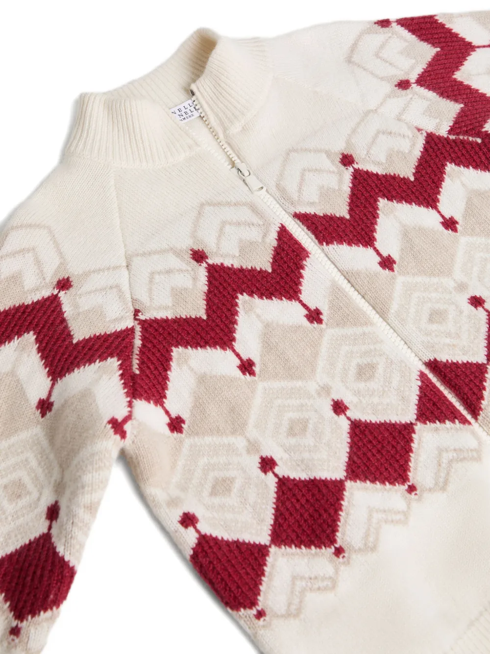 Brunello Cucinelli Kids Vest met jacquard en rits Beige