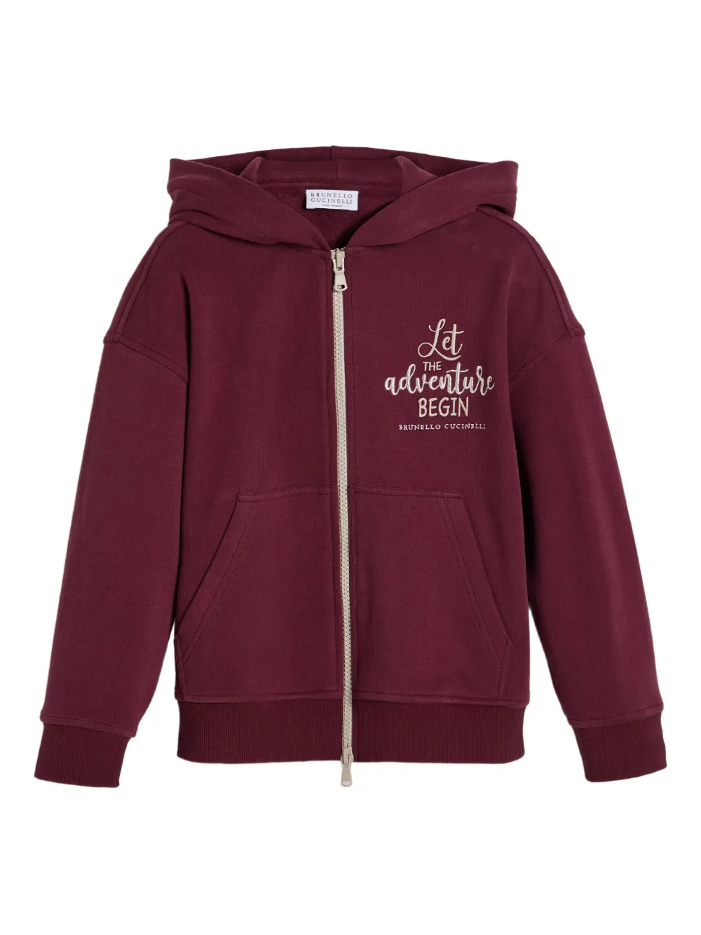Brunello Cucinelli Zip Cotton Hoodie In Red