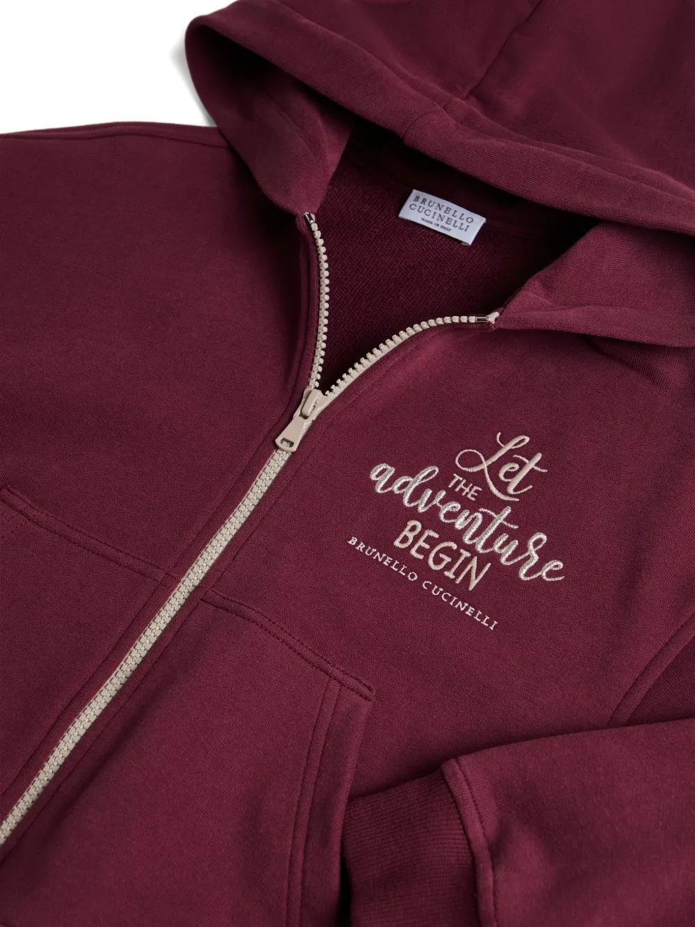 Brunello Cucinelli Zip Cotton Hoodie In Red