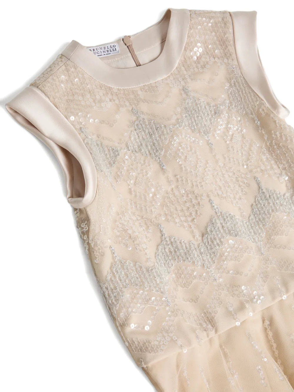 Brunello Cucinelli Kids Jurk met pailletten Beige