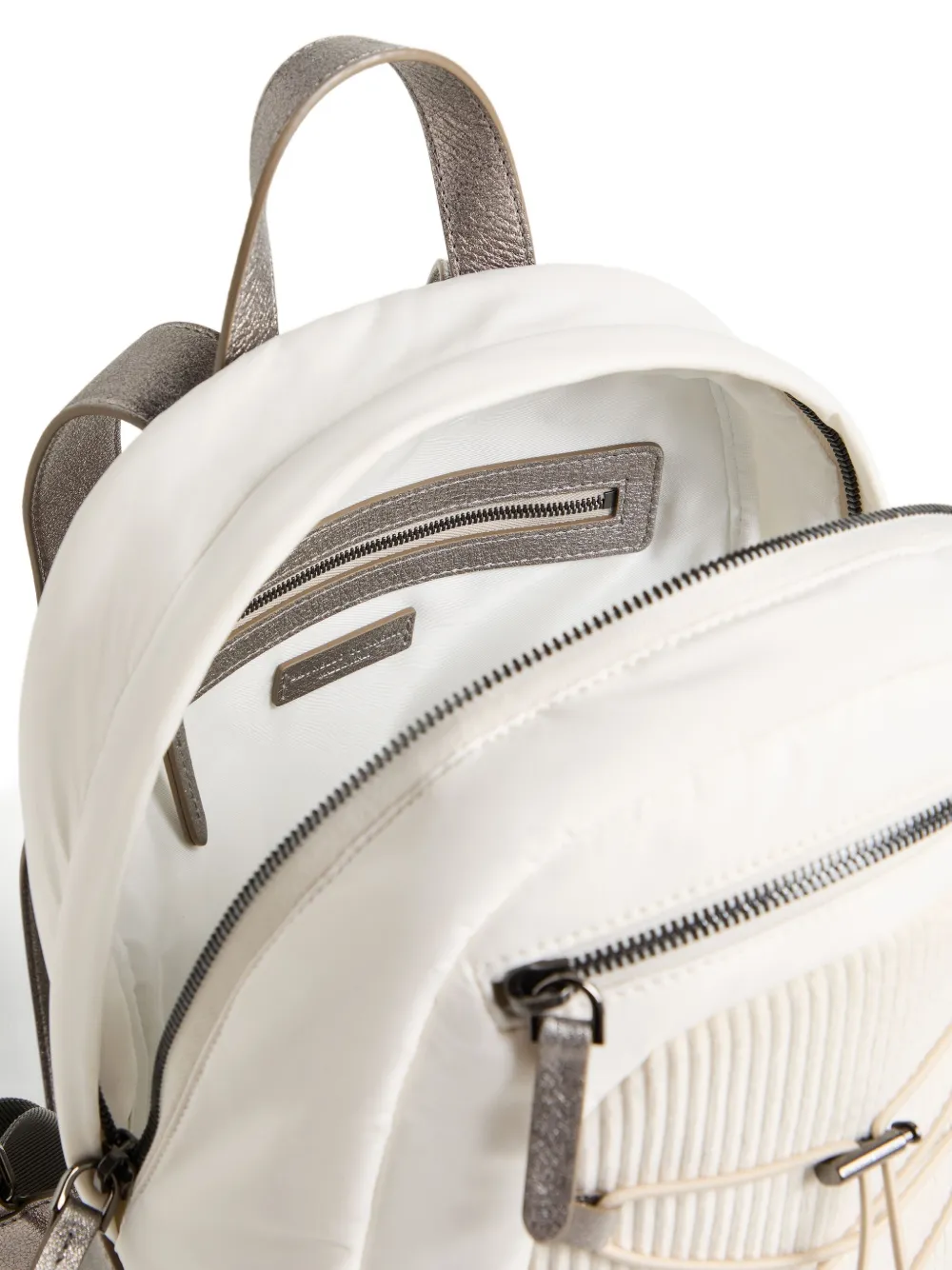 Brunello Cucinelli Kids Ribfluwelen rugzak met trekkoord Wit