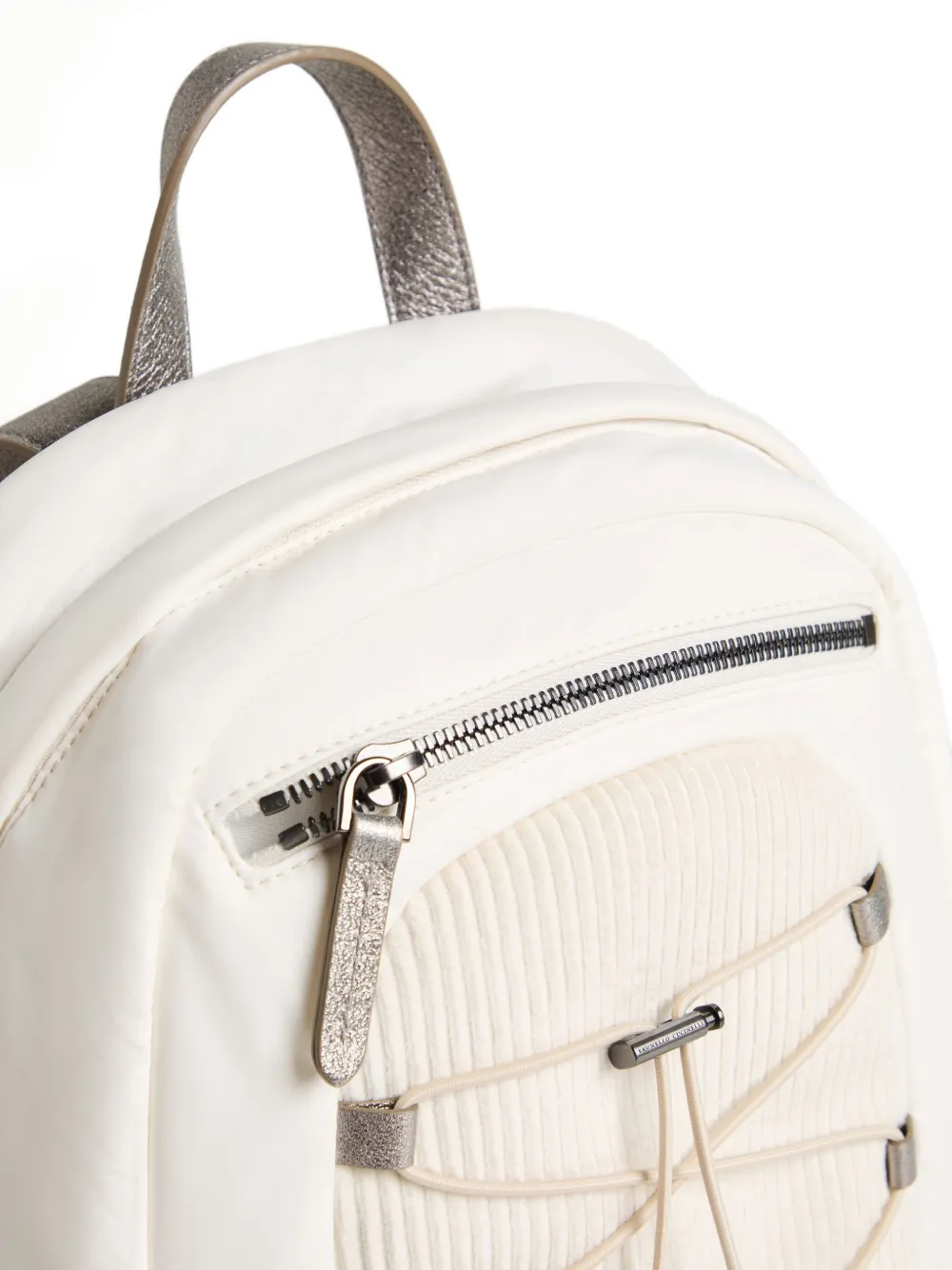 Brunello Cucinelli Kids Ribfluwelen rugzak met trekkoord Wit