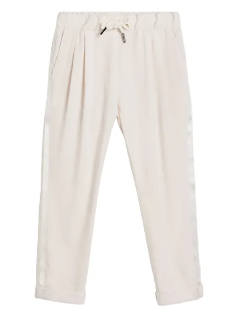 Brunello Cucinelli Kids pantalon en velours à lien de resserrage
