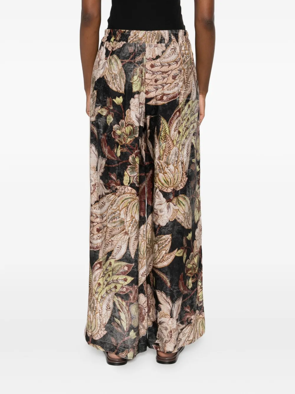 DIXIE Broek met bloemenprint Beige